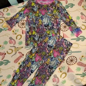 Colorful Kids Pajama Set with Princess Design bamboo